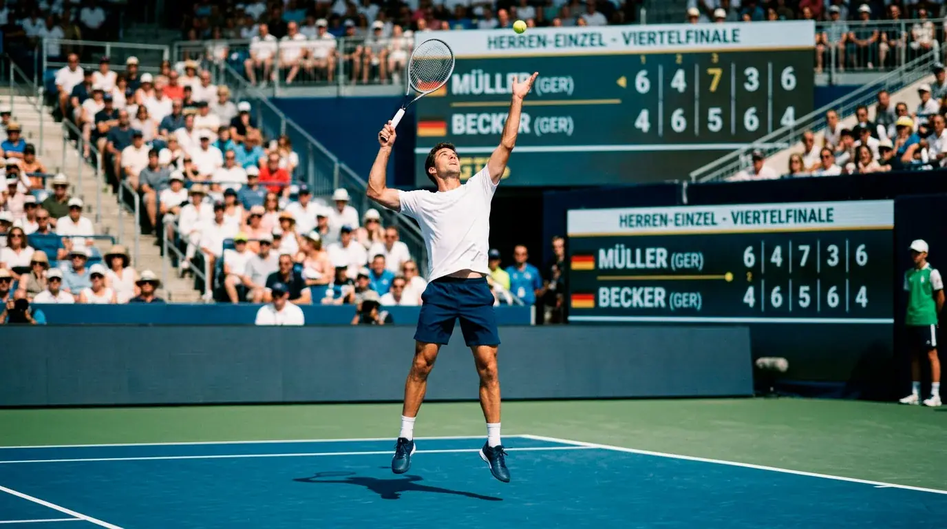 Tennisspieler auf Hartplatz in einem Best-of-5-Satz-Match bei einem Grand Slam Turnier