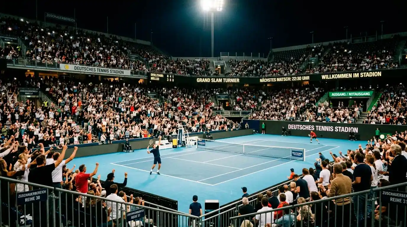 Tennis Grand Slam Night Session unter Flutlicht mit Live-Wetten-Atmosphäre